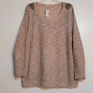 Women's Rose Pink Maurices NWT Sweater with Embroidered Shoulders Size 1